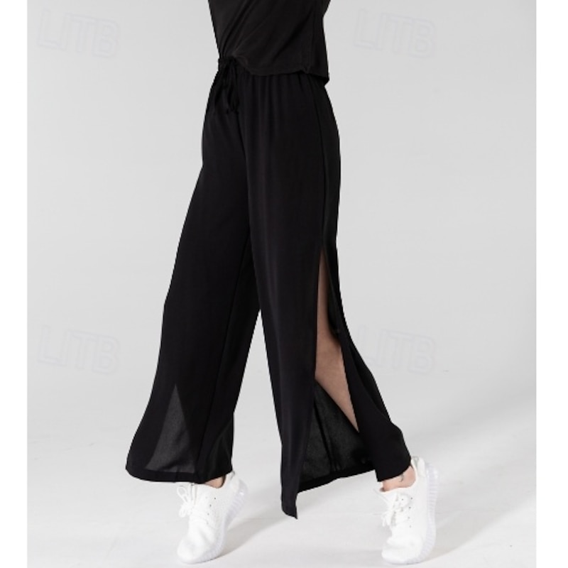 Women's Asian Size Chinos Baggy Pants Lightweight Casual Full Length High RisePantsValentine's Day Solid Colored Drawstring Split Breathable Quick Dry Lightweight Micro-elastic Daily Wear Light Grape