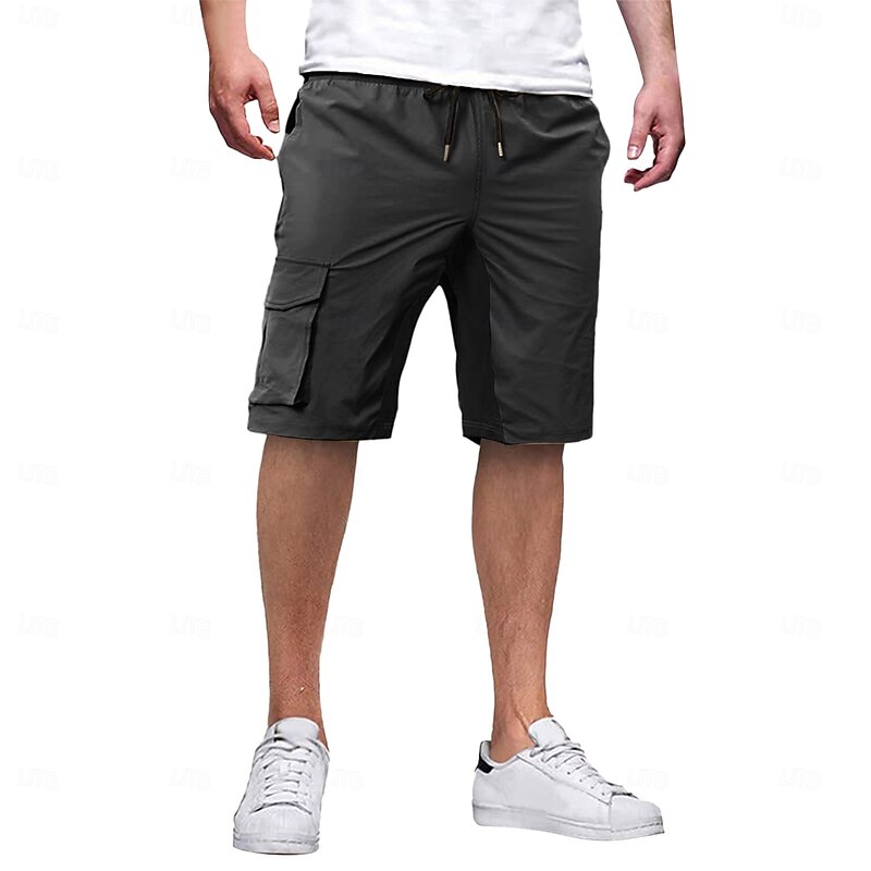 Men's Cargo Shorts Outdoor Shorts Beach Shorts Running Shorts Casual Shorts Drawstring Multi Pocket Straight Leg Color Block Plain Breathable Knee Length Outdoor Casual Gym Vacation Fashion Black2