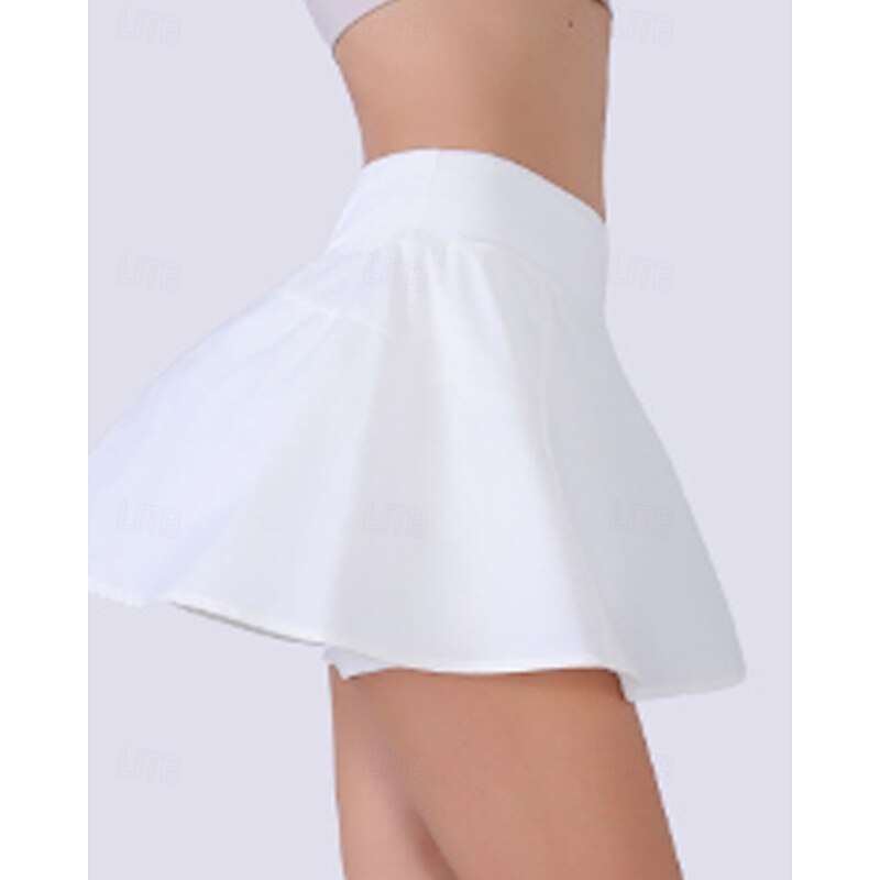 Women's Solid Colored Tennis Skirts with Shorts Pocket Quick Dry Breathable Tennis Golf Pickleball Black White Sky Blue Tennis Clothing4