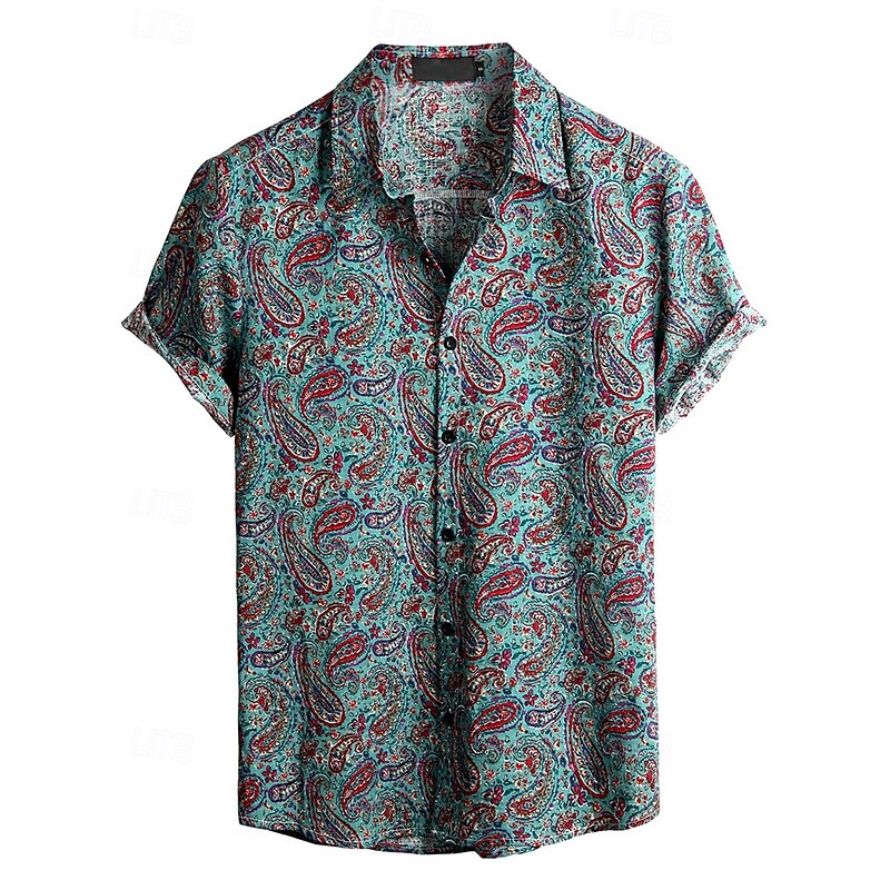 Retro Vintage Boho 1970s Shirt Hawaiian Shirts Hippie Paisley Fancy Dress Men's Halloween Carnival Music Festival Beach Vacation Wear Retro Theme Party Adults' Shirt