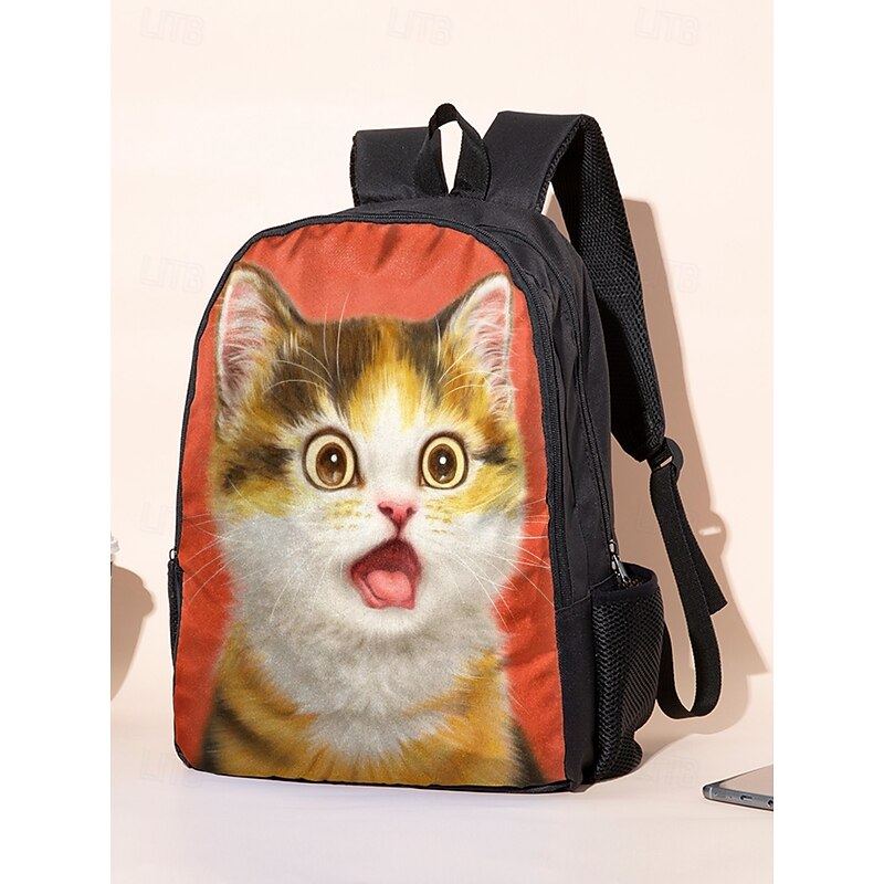 Kids cute cat theme three-piece backpack set, Including backpack, Cooler bag and pencil case, Perfect for school, Travel and daily use, Kayomi Harai3