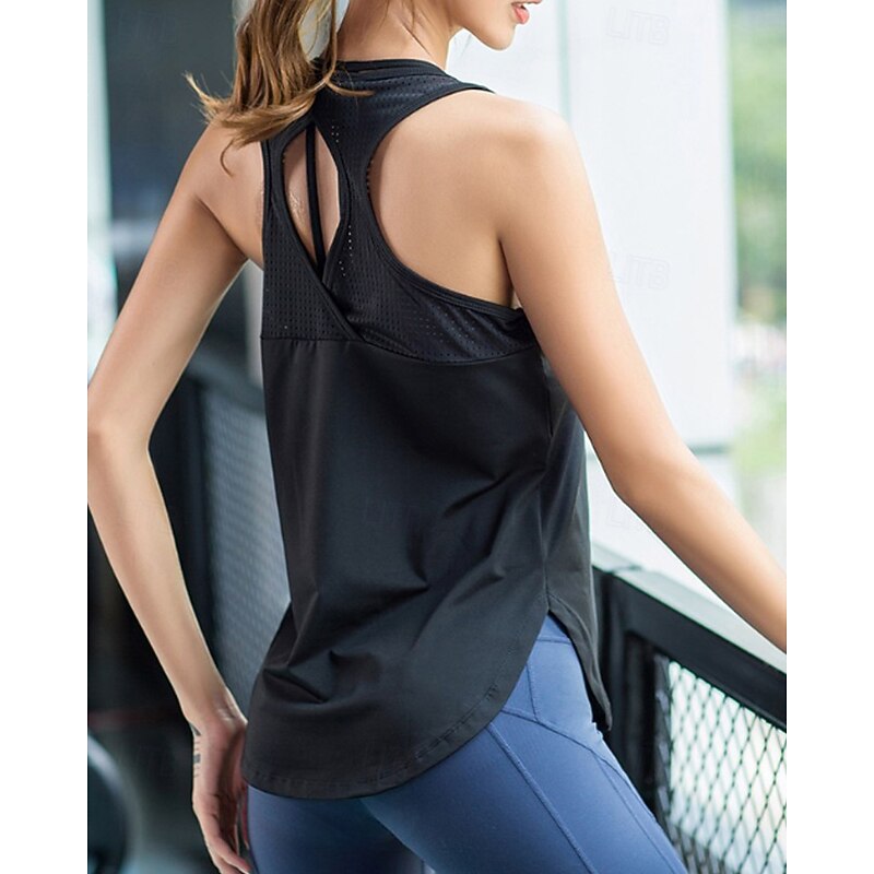 Women's Solid Colored Workout Tank Top Sport Shirt Sports Tank Top Sleeveless Backless Shockproof Breathable Tennis Golf Pickleball Round Neck Black Purple Green Tennis Clothing3