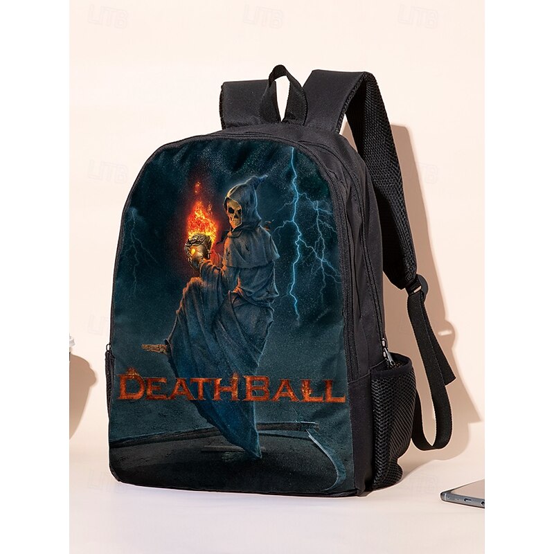 Men's Grim Reaper 3-Piece Backpack Set with Grim Reaper Print - Durable School Bag, Lunch Bag and Pencil Case for Teens Back to School and Gothic Style Lovers Vincent Hie3