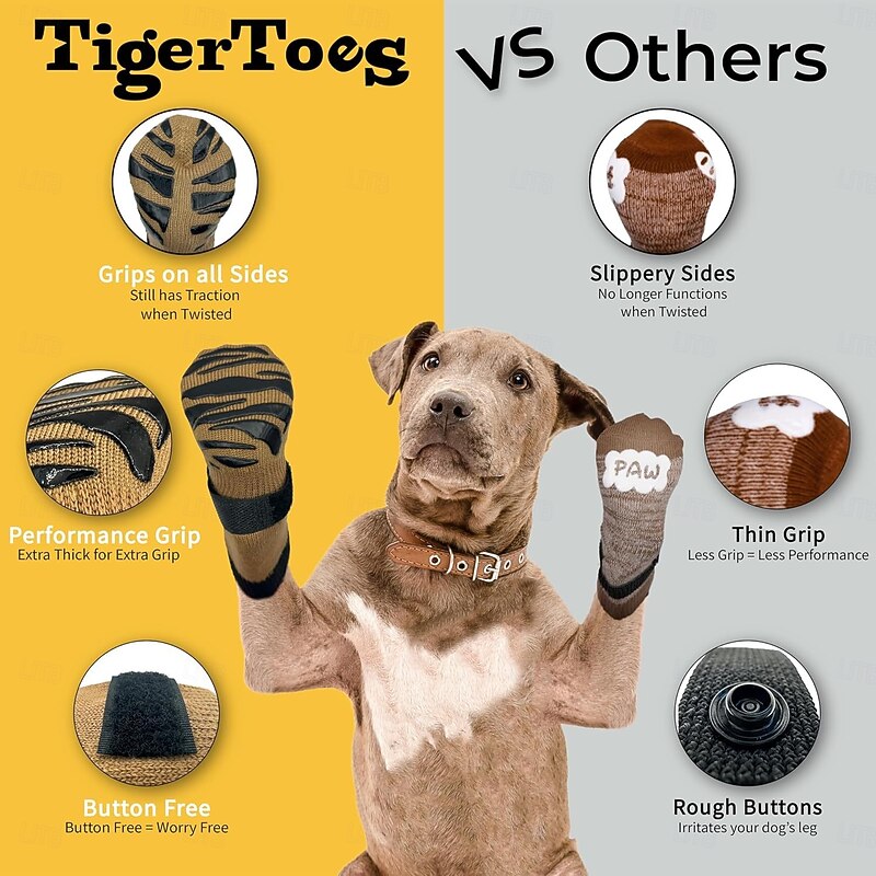 TigerToes Premium Non-Slip Dog Socks for Hardwood Floors - Extra-Thick Grip That Works Even When Twisted - Prevents Licking Slipping and Great for Dog Paw Protection4