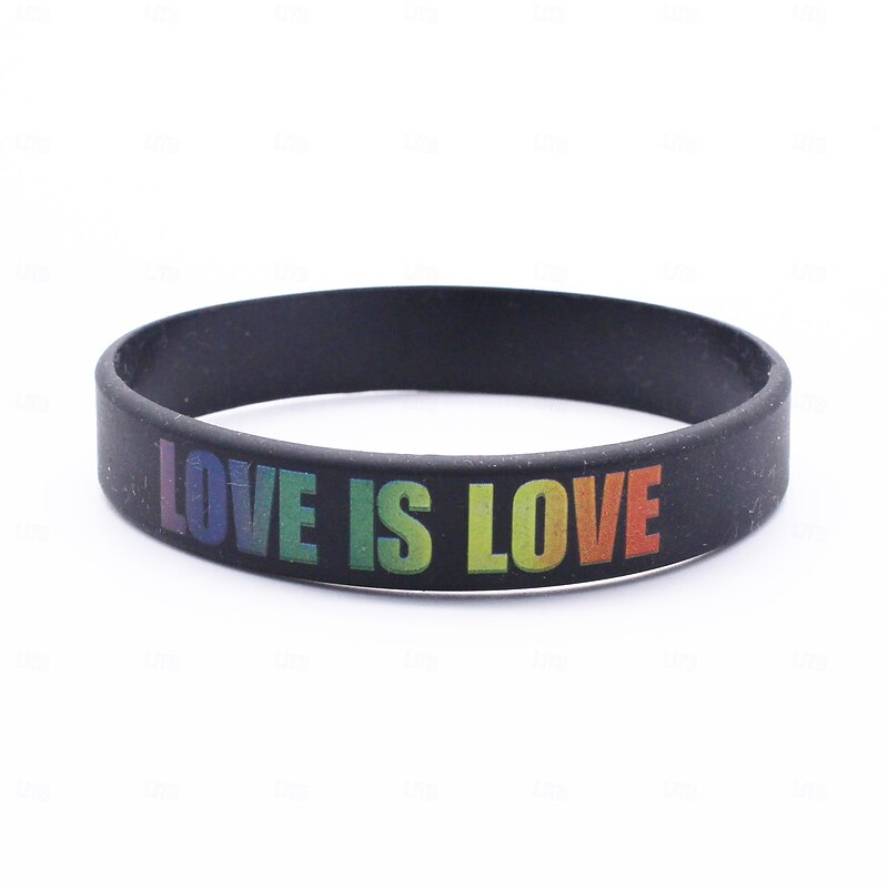 5pcs Pride Rainbow Silicone Bracelets, LGBTQ Gay Couple Wristbands, Love is Love Accessories, Pride Month Decor, Party Decoration Gift2