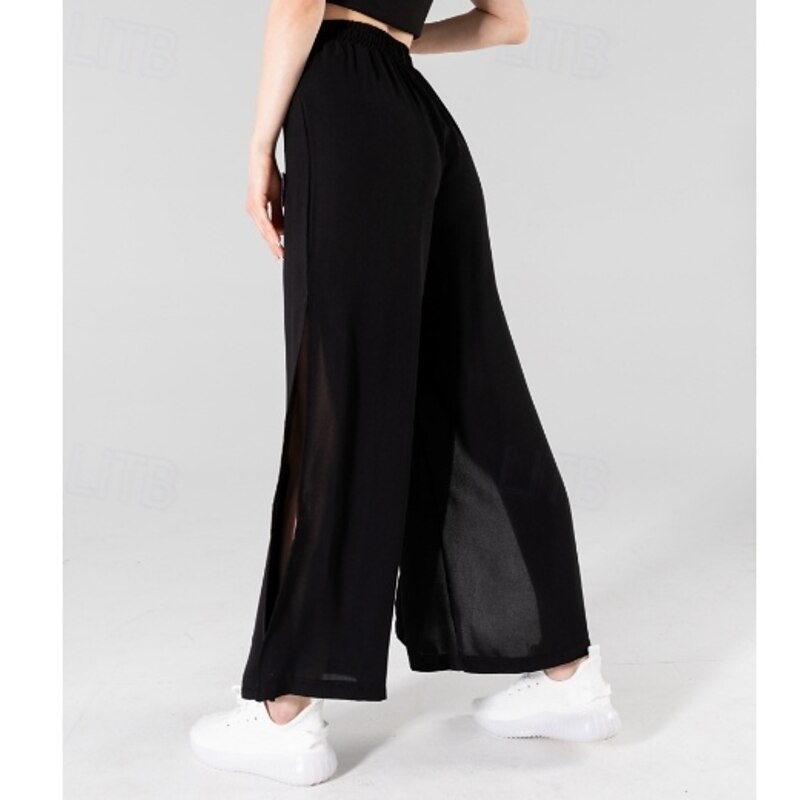 Women's Asian Size Chinos Baggy Pants Lightweight Casual Full Length High RisePantsValentine's Day Solid Colored Drawstring Split Breathable Quick Dry Lightweight Micro-elastic Daily Wear Light Grape4