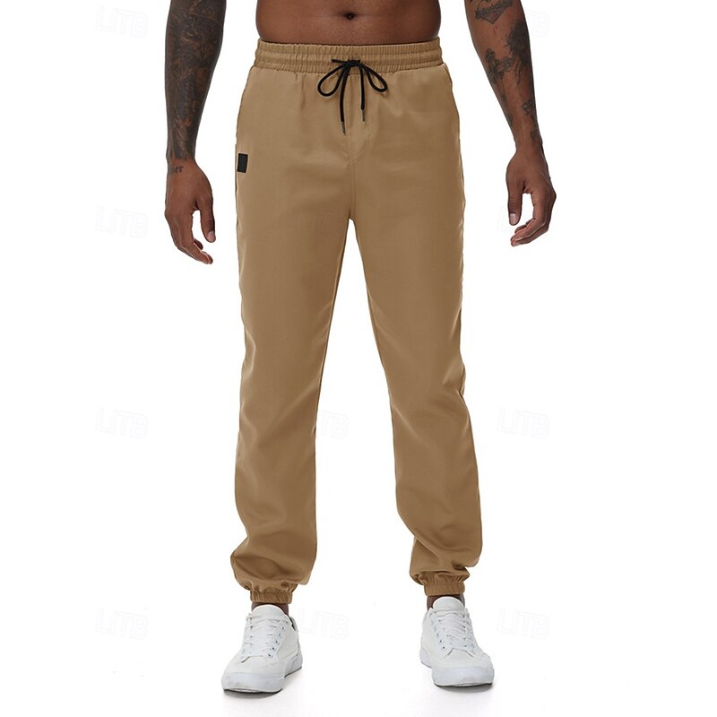 Men's Athletic Pants Trousers Jogging Pants Pocket Drawstring Elastic Waist Plain Comfort Sports Outdoor Daily Fashion Casual ArmyGreen Black Micro-elastic2