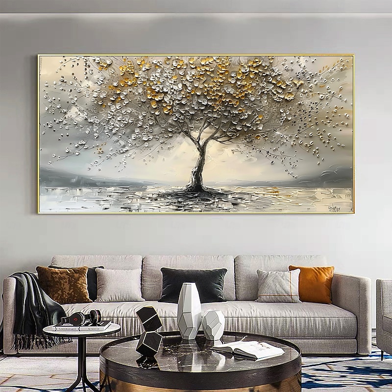 Handmade Original Tree of Life Oil Painting On Canvas Abstract Tree Scenery Wall Art for Home Decor With Stretched Frame Without Inner Frame Painting2