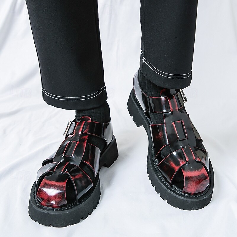 Men's Black Faux Leather Gladiator Sandals - Durable and Stylish Sandals for Summer Adventures4