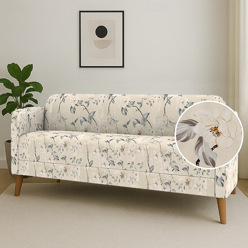 100% Cotton Sofa Cover Suitable For LINANÄS Sofa Floral Quilted Slipcovers - Main Image