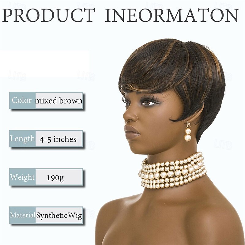 Short Curly Wigs for Black Women Pixie Cut Wig for Womens Short Hair Black Wig with Bangs Natural Wavy Synthetic Wigs for Black Women4