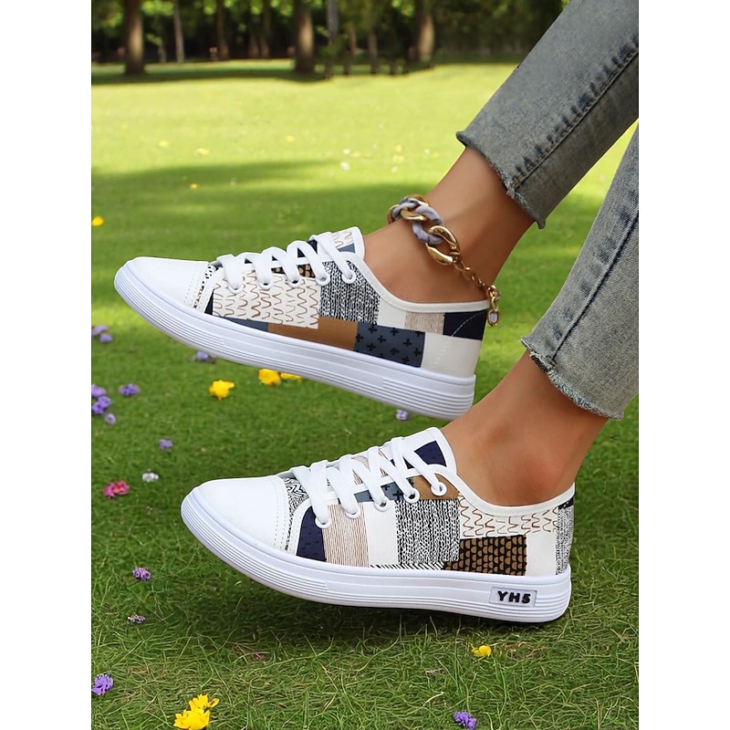 Women's Colorblock Canvas Sneakers – Lightweight Lace-Up Casual Shoes for Daily Wear, Travel and Street Style2