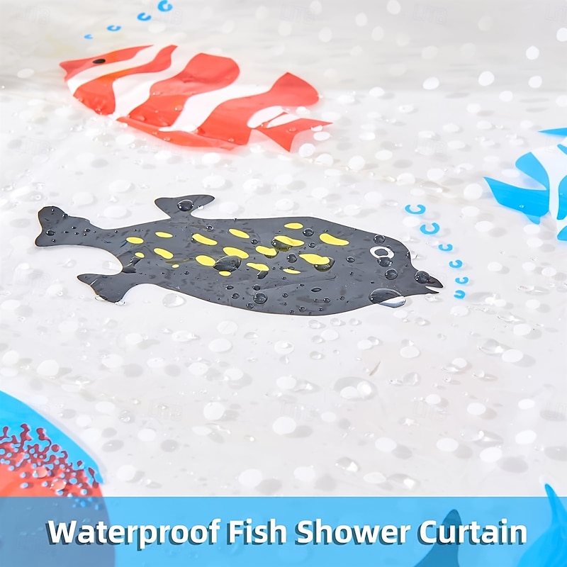 Clear Shower Curtain Tropical Fish,180x200cm 70"x79" Waterproof Lightweight Fish Shower Curtain Liner,PEVA Long Fashion Bath Shower Curtains with 12 Grommets Hooks for Bathtub Bathroom3