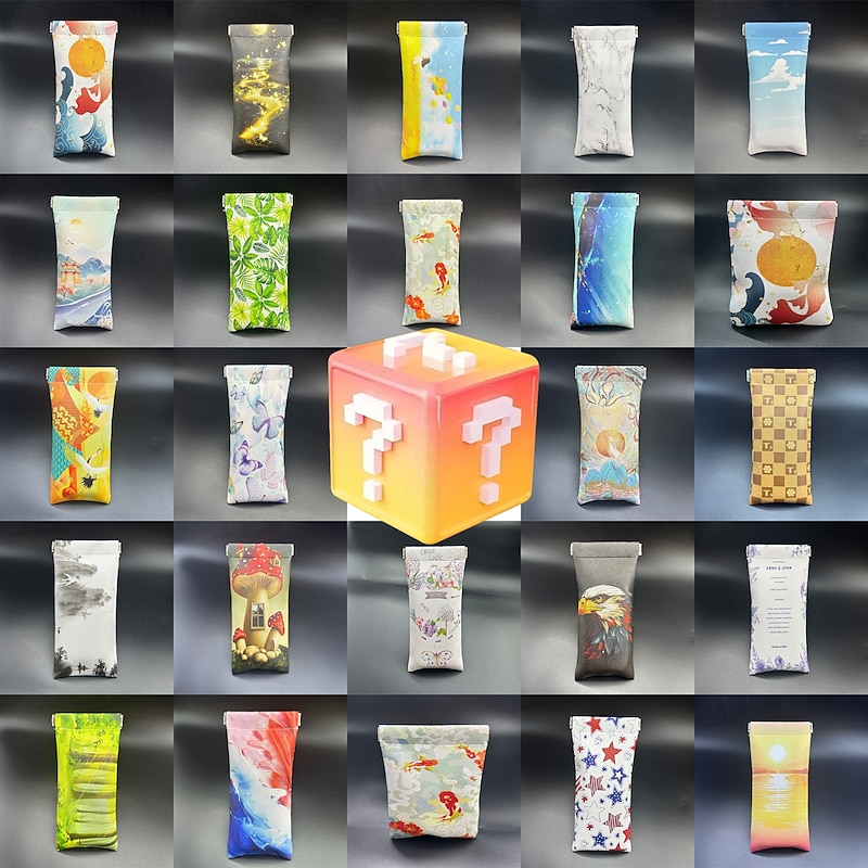 PU Leather Glasses Case Random Color, Travel Eyewear Pouch, Stylish Coin Purse, Makeup Bag, Small Item Storage Bag, Surprise Gift Mystery Box2