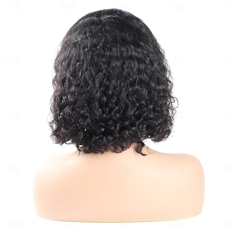 Natural Color 13*4 Short BOBO Lace Wig Curly Wave Real Human Hair Wig 150% Density2