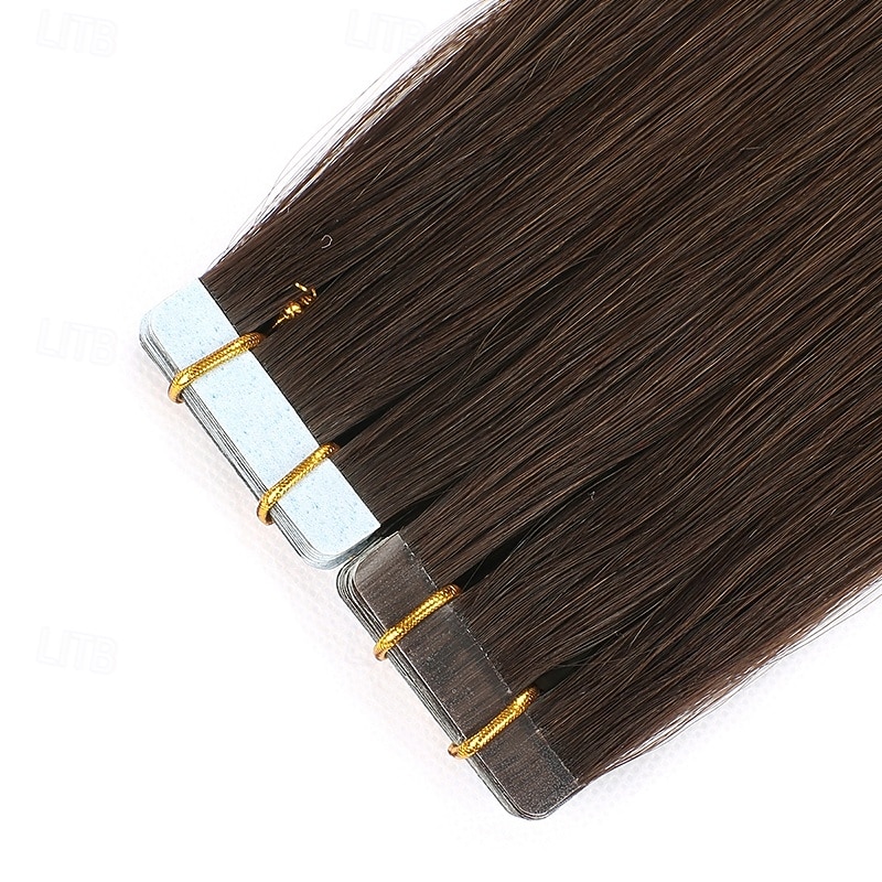2# Dark Brown Remy Human Hair Tape In Extensions Seamless Straight Hair 18Inch 50G 20Pcs3
