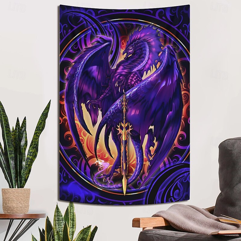 Ruth Thompson Blacklight Tapestry Glow in the Dark Glow Party UV Reactive Trippy Misty Hanging Tapestry Wall Art Mural for Living Room Bedroom Dragonblade NETHERBLADE4