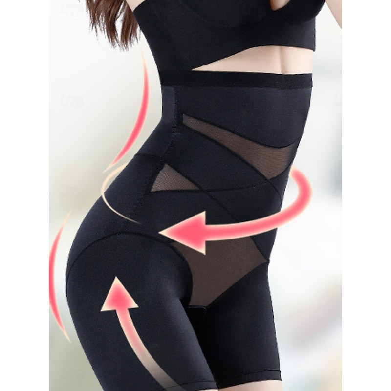 Women's Shapewear Short Solid Color High Waist Plain Elastic Waistband Comfy Soft Comfortable Stretchy Yoga Black Purple Beige Summer Spring Regular Fit3