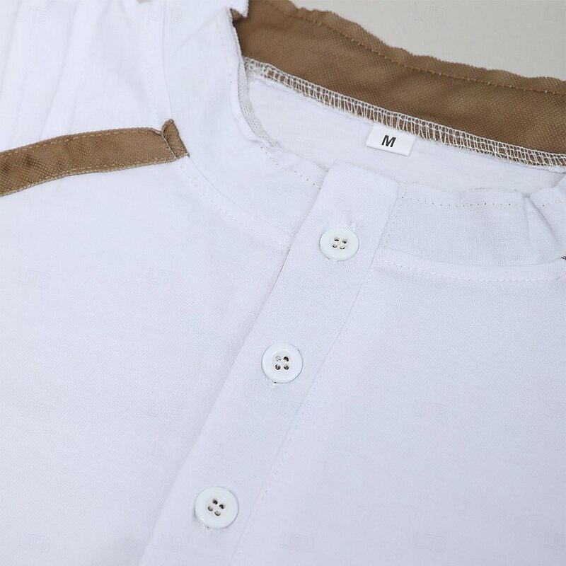 Men's Henley Shirt Short Sleeve Short Sleeves Henley Summer Plain Slim Pleated Fashion Designer Casual Patchwork Pleats Outdoor Vacation Casual White Navy Blue khaki Top Tee for Men4