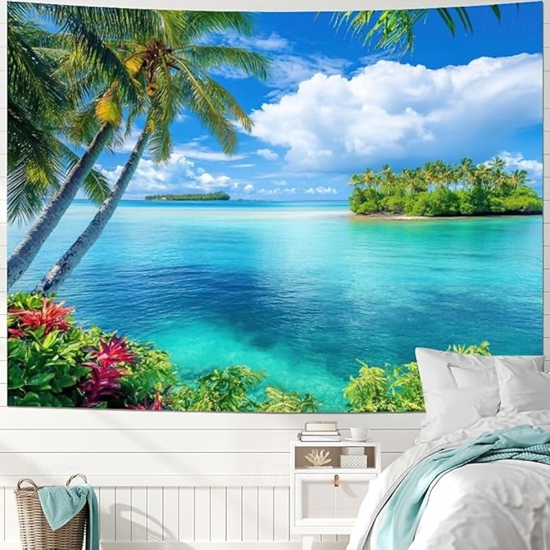 Landscape Ocean Hanging Tapestry Wall Art Large Tapestry Mural Decor Photograph Backdrop Blanket Curtain Home Bedroom Living Room Decoration4