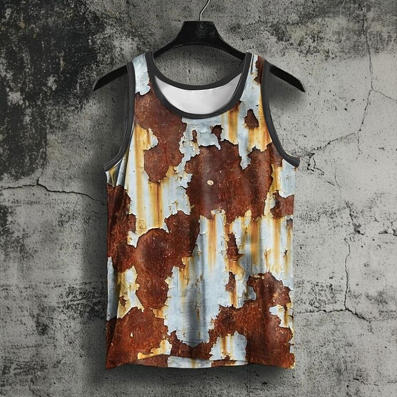 Men's Abstract T Shirt Vest Top Sleeveless T shirt 3D Print Crew Neck Shirt Retro Vintage Vintage Retro Street Casual Daily Brown Summer Spring Clothing Apparel S M L XL XXL XXXL