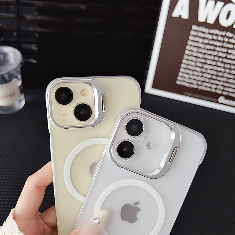 Phone Case For iPhone 16 15 Pro Max 16e Back Cover Magnetic Adsorption Translucent Magnetic Support Wireless Charging PC2