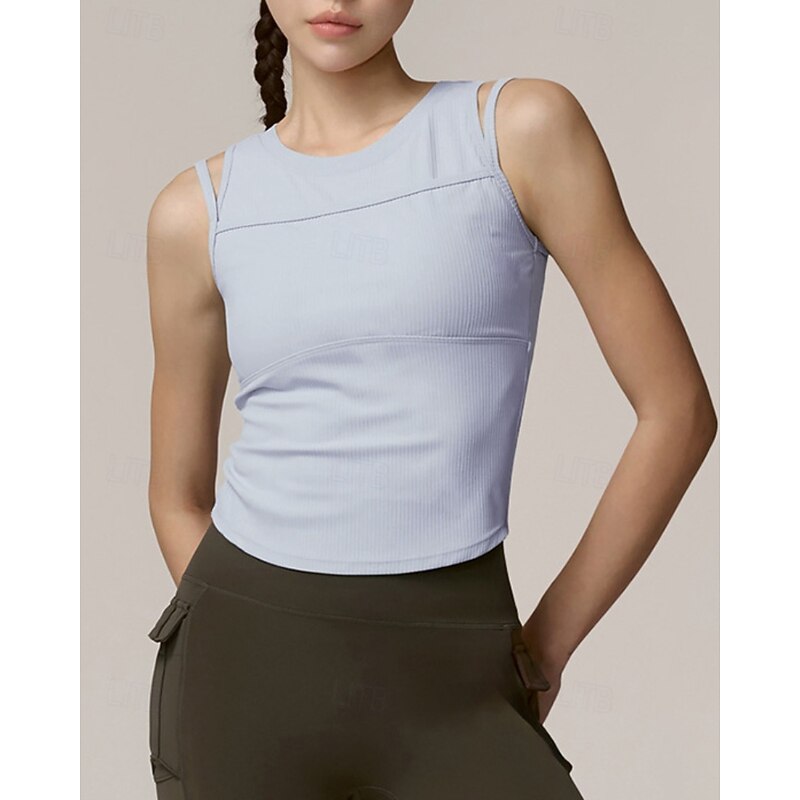 Women's Solid Colored Workout Tank Top Sports Tank Top Tennis Tank Top Tennis Tank Tops Sleeveless Shockproof Breathable Tennis Golf Pickleball Round Neck White Sky Blue Dark Gray Tennis Clothing3
