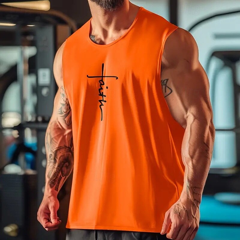 Men's Tank Top Vest Top Undershirt Sleeveless Shirt Sleeveless Crew Neck Summer Letter Fashion Designer Basic Classic Vacation Street Going out Black White Yellow Top Tee for Men4