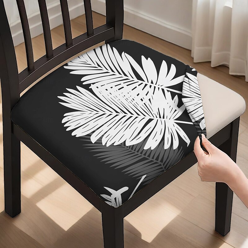 Dining Chair Seat Cover Stool Chair Cover Geometric Printed Polyester Slipcovers4