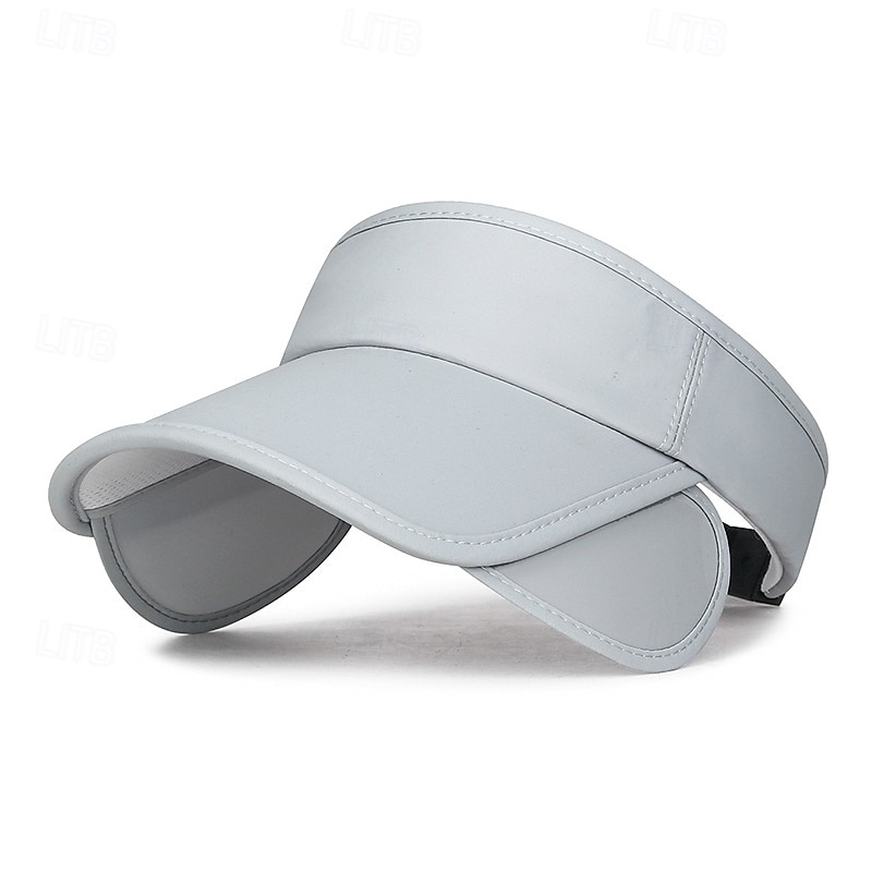 Tennis Sport Visor Sun Visor Women's Solid Colored Classic Fashion Adjustable Breathable Moisture Wicking for Tennis Baseball Running Summer Dark Grey Black White