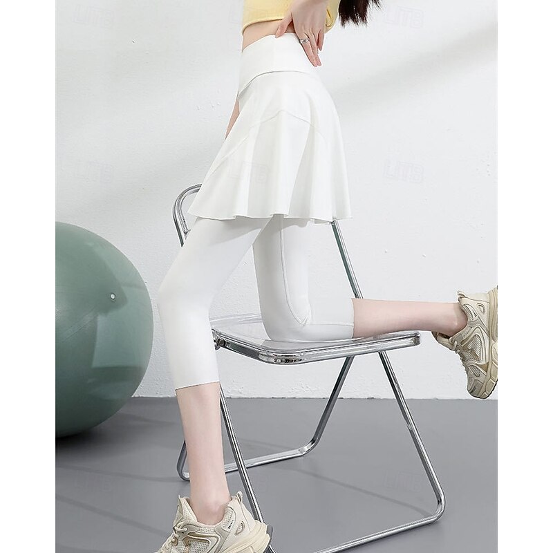 Women's Solid Colored Tennis Skirt with Leggings Side Pockets Quick Dry Tennis Golf Pickleball Bottoms Black White Blue Spandex Tennis Clothing2