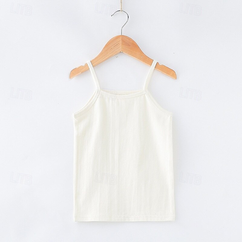 Kids Girls' Tank Solid Color Outdoor Sleeveless Streetwear 4 years+ Summer White Pink Green2