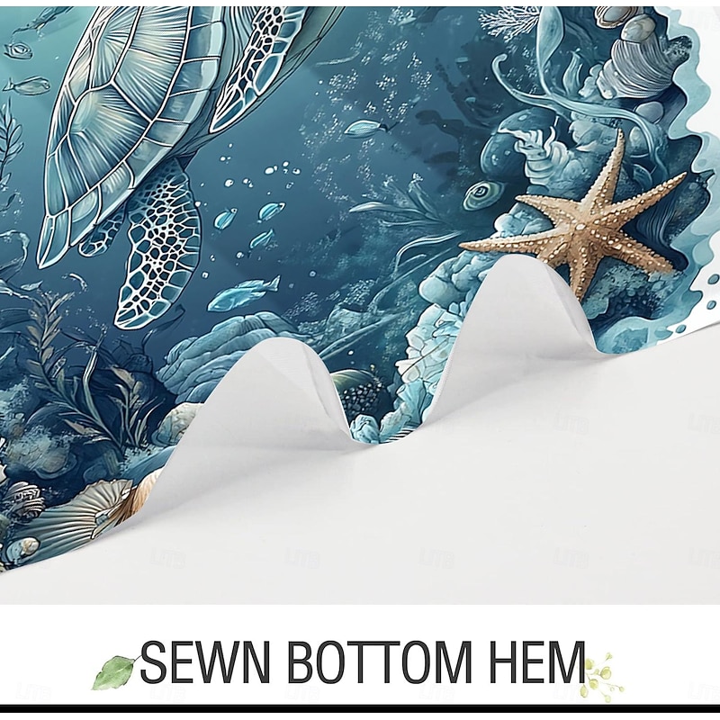 Shower Curtain with Hooks Waterproof for Bathroom Machine Washable Shower Curtain Bathroom Decor Set Polyester 12 Pack Plastic Hooks Ocean Animal Turtle3