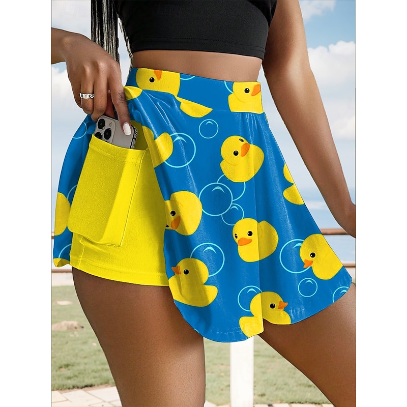 Women's Skirt Fashion Casual Mini High Waist Skirts Graphic Animal Stretchy Daily Yellow Royal Blue Sky Blue Summer 95%Polyester 5% Spandex4
