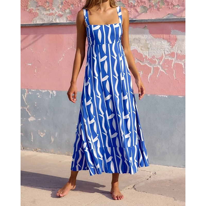 Women's Midi Dress Floral Dress Boho Dress Print Dress Classic Modern Outdoor Vacation Daily Regular Fit Flower Sleeveless Spaghetti Strap Pink Red Royal Blue Blue Summer4