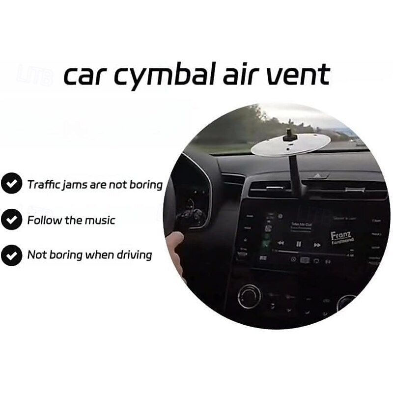 Car Dashboard Drum Cymbal – Fun Accessory for Music & Rock Fans, Easy Clip On Mini Cymbal for Music Lovers, Make Your Driving More Fun, Suitable For All Types Of Vehicles3