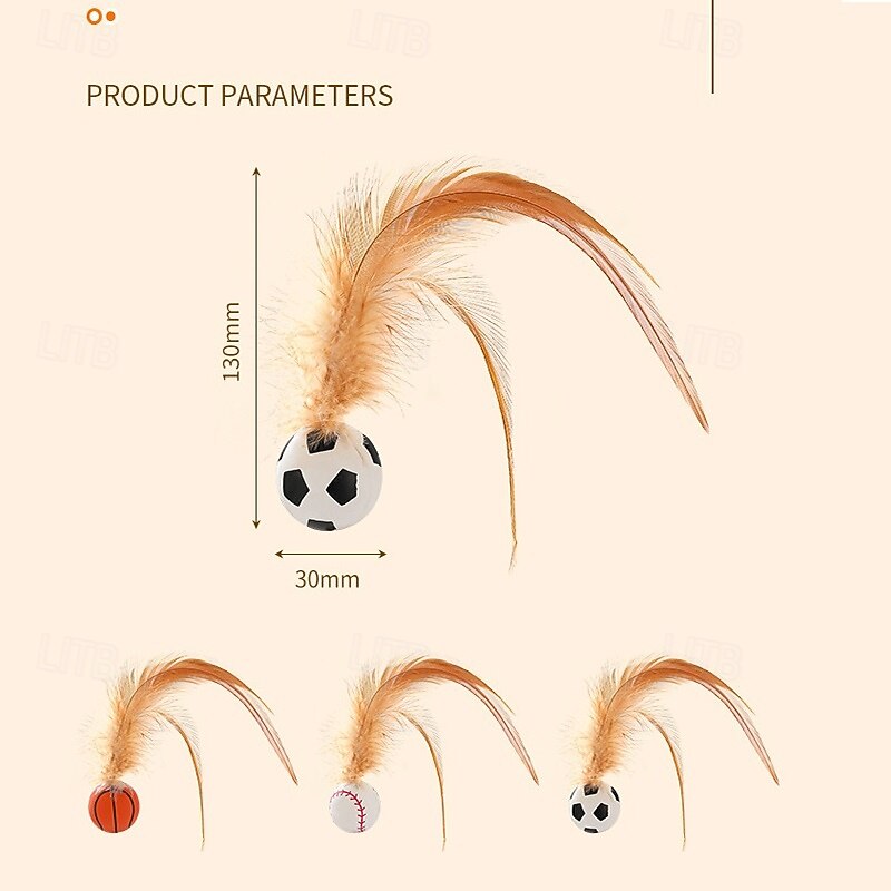 Ball Feather Toy Interactive Toy Squeak Toy with Durable Pet Exercise Releasing Pressure for Cat Kitten Indoor Outdoor Pet Play3