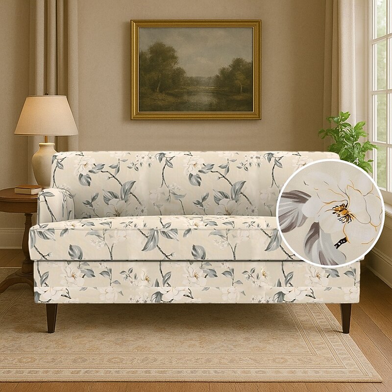 100% Cotton Sofa Cover Suit For ROCKSJÖN Sofa Floral / Plants Quilted Slipcovers