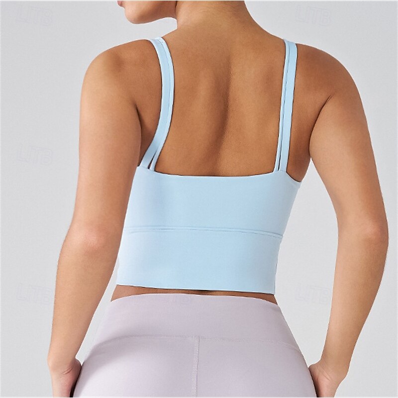 Women's Solid Colored Tennis Bra Sports Bra Mesh Shockproof Moisture Wicking Breathable Tennis Golf Pickleball Spaghetti Strap Black White Pink Tennis Clothing4