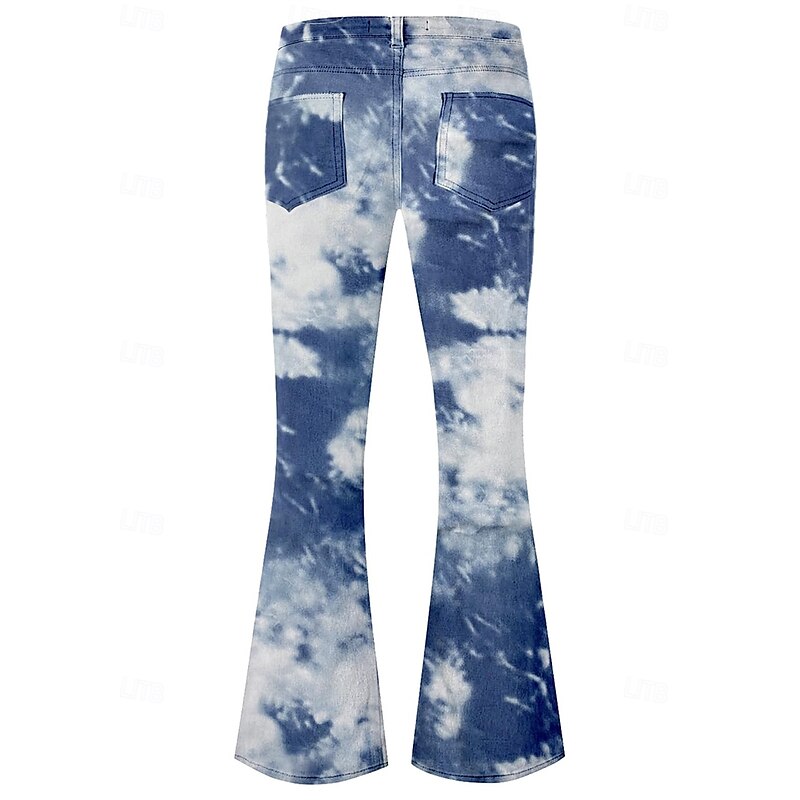 Retro Vintage 1970s Groovy Bell Bottom Pants Flared Trousers Disco mid rise sky Psychedelic Fancy Dress Men's Halloween Carnival Vacation Music Festival Festival Adults' Pants4