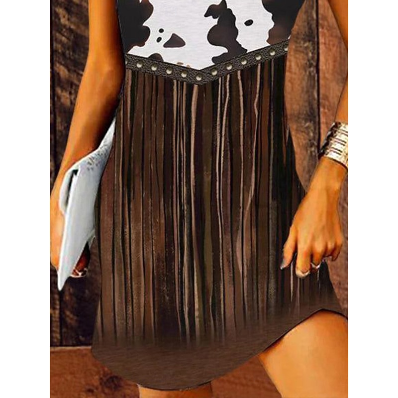 Women's Mini Dress Sundress Halter Dress Off The Shoulder Dress Vacation Casual Outdoor Party Going out Standard Fit Graphic Tribal Ethnic Sleeveless Halter Neck Camel Summer Spring3