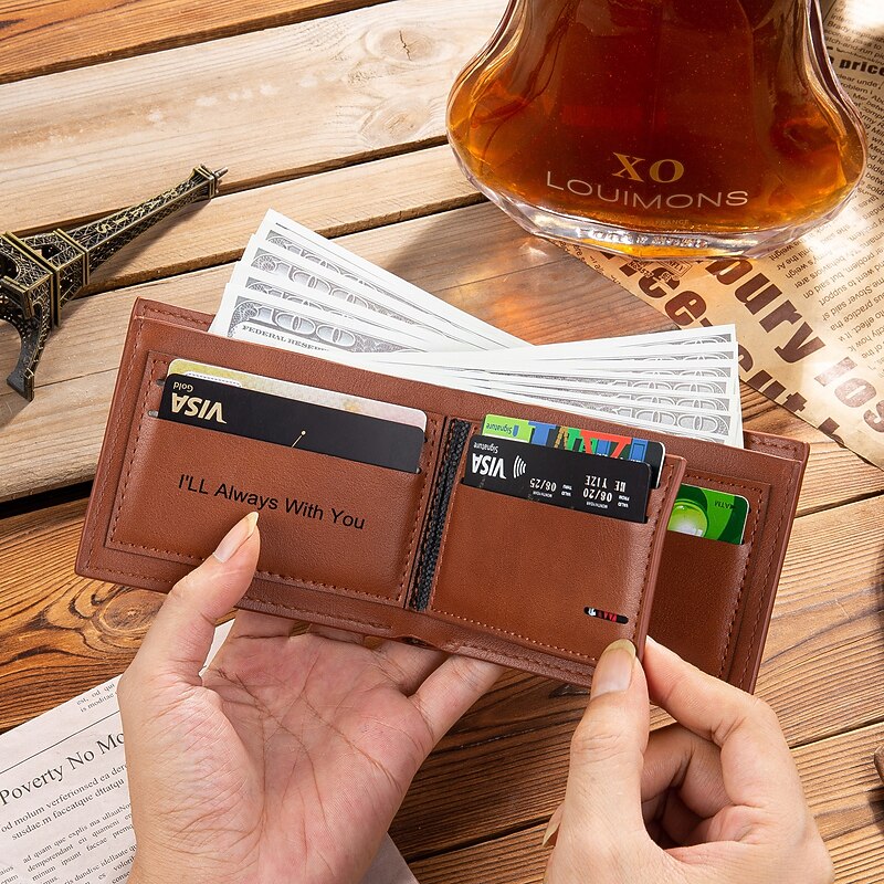 Personalized Photo Engraved Leather Wallet Custom Best Gift for Dad, Custom Text Inside, Valentine's Day, Father's Day, Birthday, Anniversary, Christmas Gift for Him4