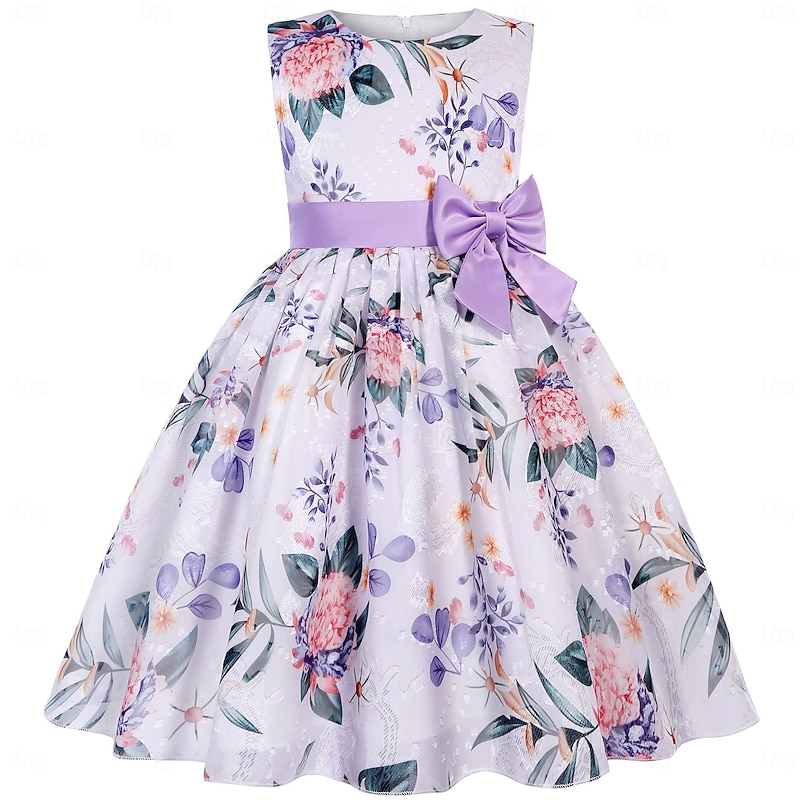 Kids Girls' Party Dress Graphic Sleeveless Short Sleeve Performance Special Occasion Princess Polyester Party Dress Summer Spring kids Pink Blue Purple