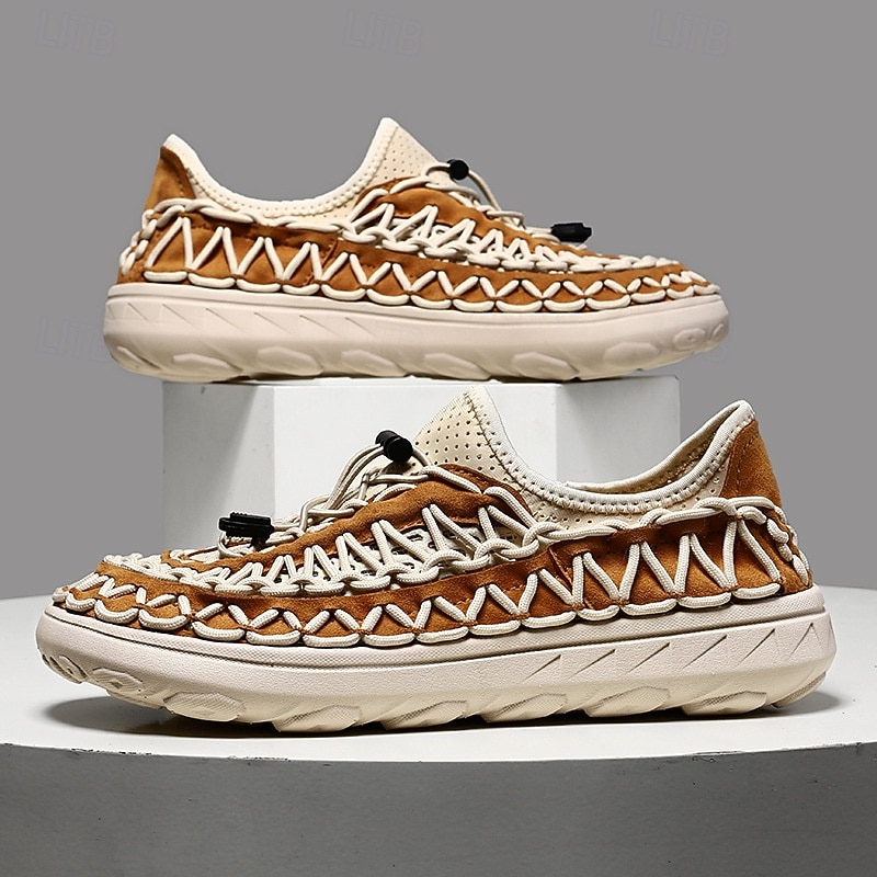 Men's Sandals Brown and Beige Sport Sandals with Strong Lacing and Comfortable Sole for Hiking Beach and Outdoor Activities2