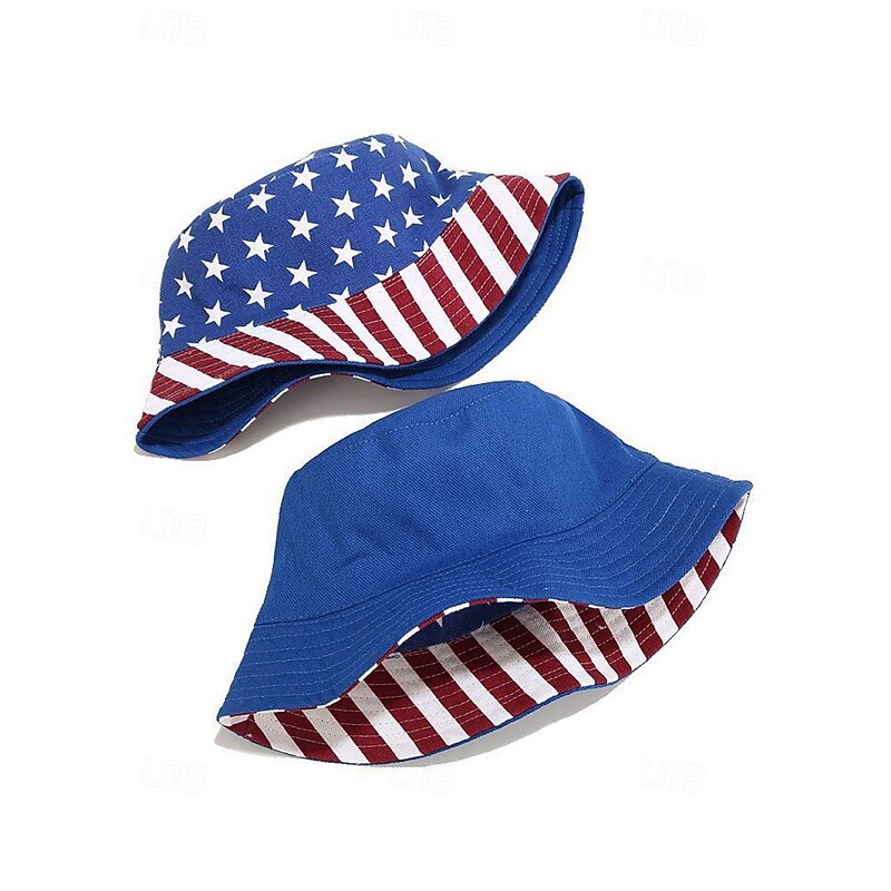 Women's American Flag Print Bucket Hat - Reversible Patriotic Summer Hat with Stars and Stripes Design, Perfect for Independence Day, July 4th, Holidays and Outdoor Events4