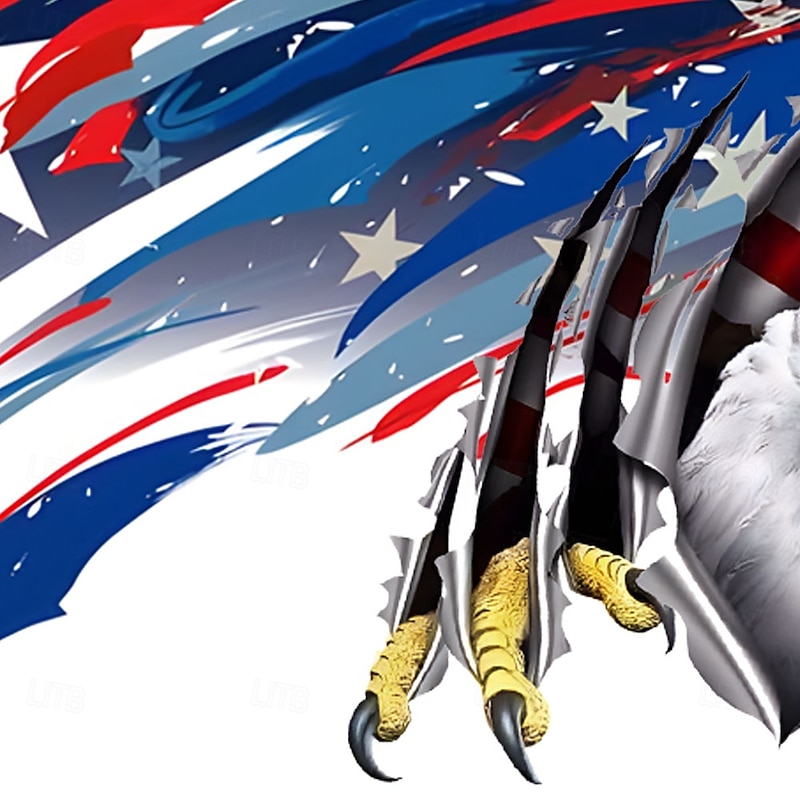 Independence Day Men's American US Flag Eagle Zip Polo Short Sleeve Polo Shirts Turndown Casual Daily Casual Zip Up 3D Print Summer Blue2