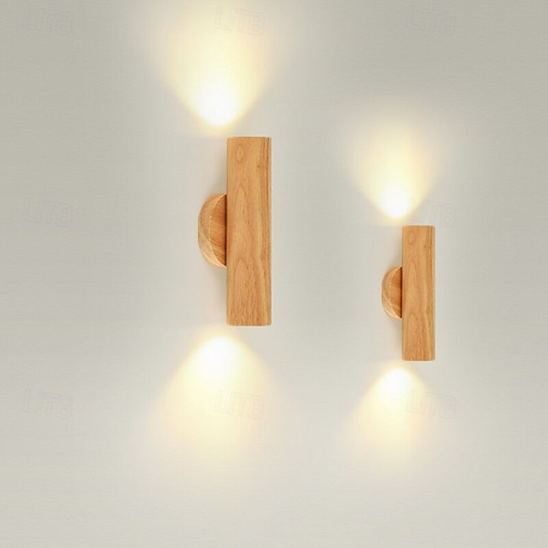 Wooden Warm White Wall Lamp for Entrance Stair Aisle Living Room Wall Porch Decoration 1PC