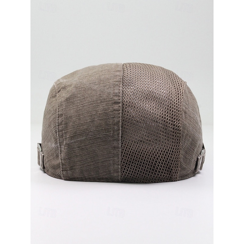 Men's Breathable Cotton Beret - Lightweight summer flat cap with adjustable strap, comfortable and stylish, perfect Father's Day gift for casual and outdoor wear4