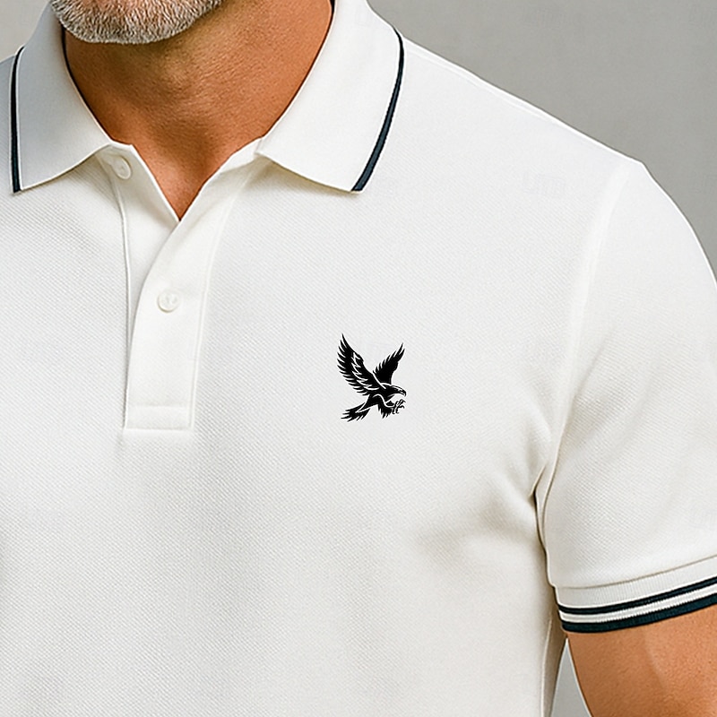 Men's Solid Color Color Block Golf Shirt Short Sleeve Polo Shirts Lapel Business Buttons Spring & Summer White2