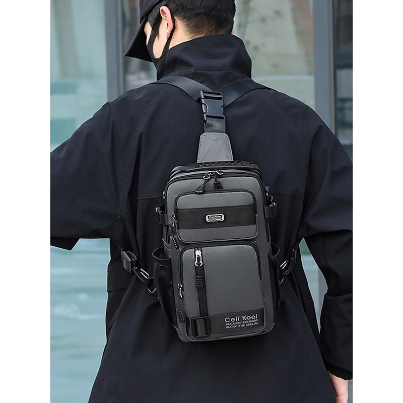 Men's Tactical Crossbody Chest Bag - Waterproof Multi-compartment Shoulder Backpack, Multiple Carrying Methods, Sporty Outdoor Style, Suitable for Travel, Hiking and Daily Commuting2